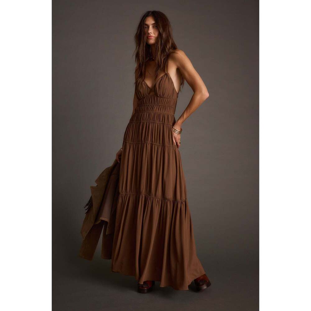 12th Tribe Adelina Mocha Maxi Dress Size MM